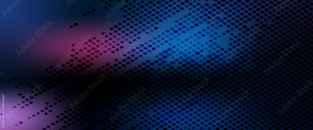 Fototapeta premium Purple abstract pixel texture bg video screen. Tv pattern background with square noise effect. Futuristic broadcast neon gradient banner for television. Modern vhs led static display element