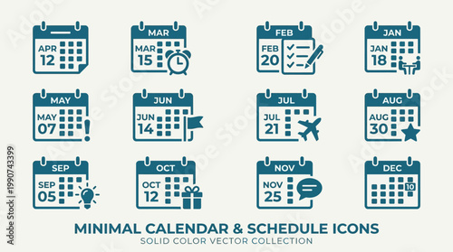 Minimal calendar icons for planning.