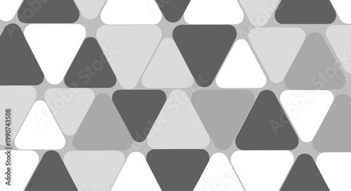 Seamless pattern of rounded triangles in varying shades of gray and white