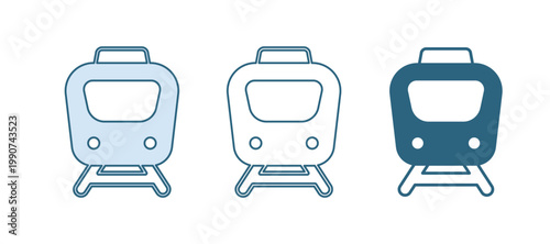 Blue Train icon isolated on white background. Public transportation symbol. Subway train transport. Metro underground. Vector