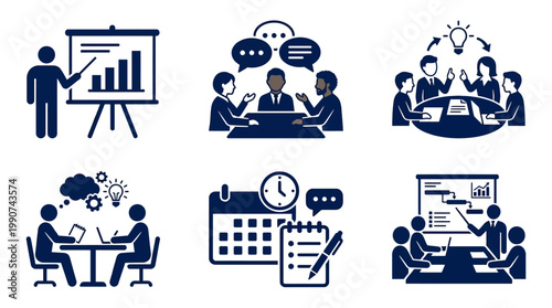 Tableau sur toile Diverse group of professionals engaging in collaborative meetings and presentati