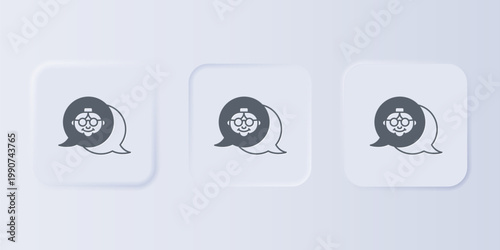 Grey Grandmother icon isolated on grey background. Set icons in square buttons. Vector