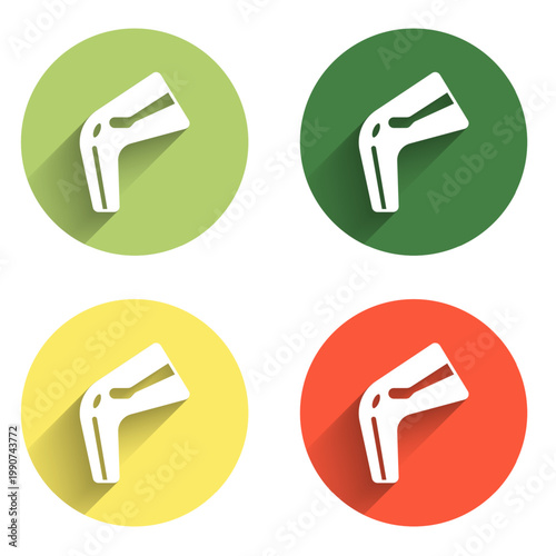 Set Bone pain icon isolated with long shadow background. Orthopedic medical. Disease of the joints and bones, arthritis. Color circle button. Vector