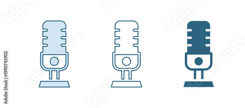 Blue Microphone icon isolated on white background. On air radio mic microphone. Speaker sign. Vector