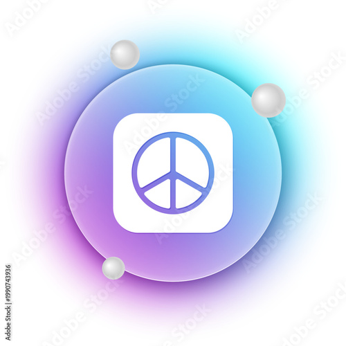 White Peace icon isolated on white background. Hippie symbol of peace. Blue and purple gradient circle background. Vector