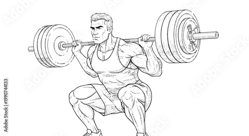 Person lifting heavy barbell in a gym setting with strength, exercise