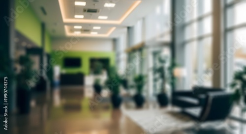 Modern office lobby with blurred background a vibrant and welcoming corporate interior space