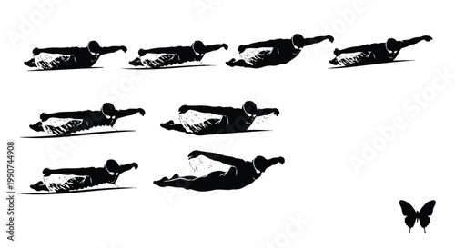 Butterfly and fish vector illustration with butterfly illustration swimming