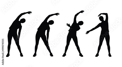 Four stages of a person performing a dynamic yoga pose sequence with sequence