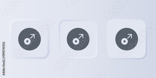 Grey Mars symbol icon isolated on grey background. Astrology, numerology, horoscope, astronomy. Set icons in square buttons. Vector