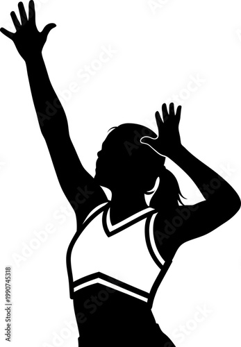 Silhouette of a Female Volleyball Player Serving During a Game
