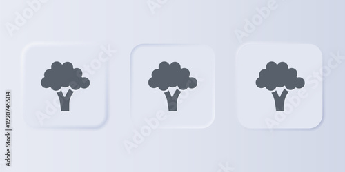 Grey Broccoli icon isolated on grey background. Set icons in square buttons. Vector