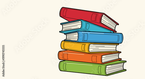 Stack of Colorful Books Together.
