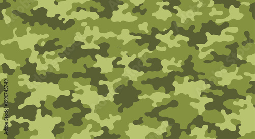 Abstract pattern of irregular green and olive shapes creating a camouflage effect