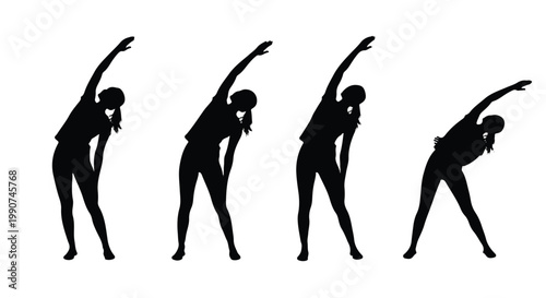 Four stages of a person doing a backbend exercise in a sequence with exercise