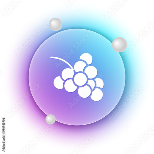 White Casino slot machine with grape symbol icon isolated on white background. Gambling games. Blue and purple gradient circle background. Vector