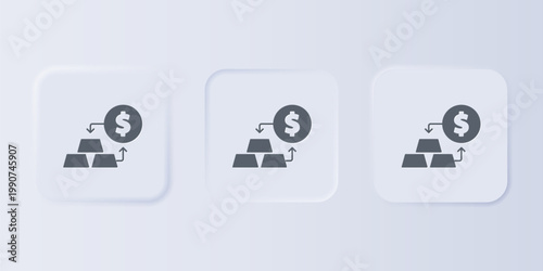 Grey Gold exchange money icon isolated on grey background. Money changer. Set icons in square buttons. Vector
