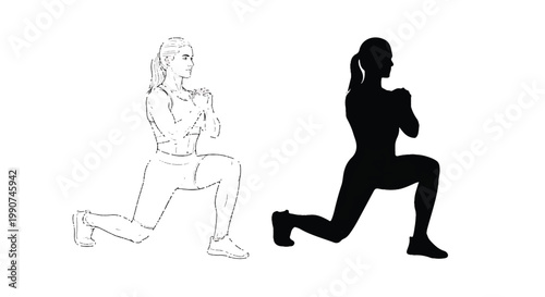 Woman performing lunge exercise in sportswear with a woman is doing a lunge
