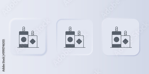 Grey Firework icon isolated on grey background. Concept of fun party. Explosive pyrotechnic symbol. Lighting firecrackers. Set icons in square buttons. Vector