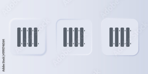 Grey Heating radiator icon isolated on grey background. Set icons in square buttons. Vector