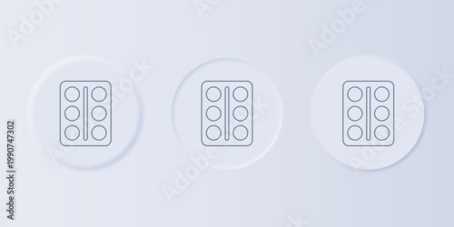 Grey Eye shadow palette with brush icon isolated on grey background. Set icons in square buttons. Vector
