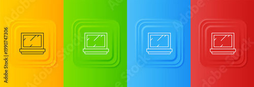 White Makeup powder with mirror icon isolated on colorful background. Set icons in square buttons. Vector