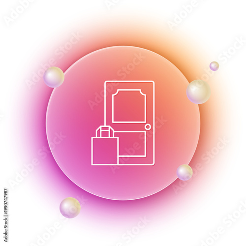 White Online ordering and fast food delivery icon isolated on white background. Orange and pink gradient circle background. Vector