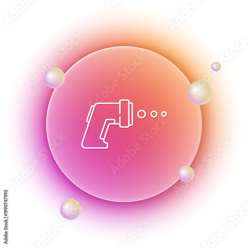 White Digital contactless thermometer with infrared light icon isolated on white background. Orange and pink gradient circle background. Vector