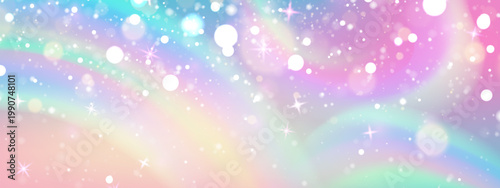 Vibrant pastel rainbow background, transparent overlay. Glittering white sparkles, shimmering holographic effect, abstract colorful texture