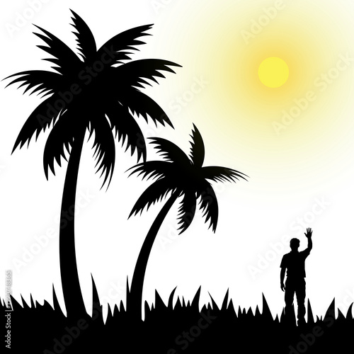 silhouette of a couple on the beach
