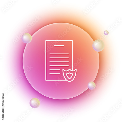 White Firearms license certificate icon isolated on white background. Weapon permit. Orange and pink gradient circle background. Vector