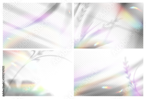 Holographic light effects, transparent background. Iridescent rainbow texture, overlay, abstract glow