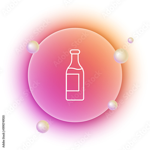 White Wine bottle icon isolated on white background. Orange and pink gradient circle background. Vector