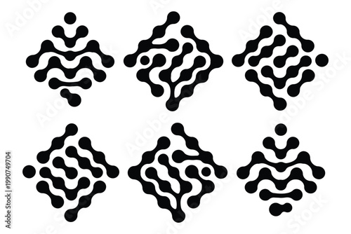 Connected dots icon circles pattern sign integration symbol abstract point movement connected round blobs transition meta balls smooth fluid vector illustration modern ..