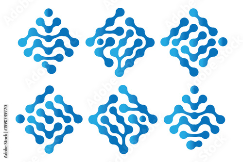 Connected dots icon circles pattern sign integration symbol abstract point movement connected round blobs transition meta balls smooth fluid vector illustration modern ..