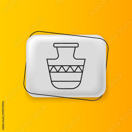 Black Ancient amphorae icon isolated on yellow background. Silver rectangle button. Vector