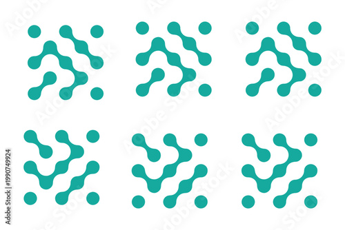 Connected dots icon circles pattern sign integration symbol abstract point movement connected round blobs transition meta balls  smooth fluid vector illustration modern ..
