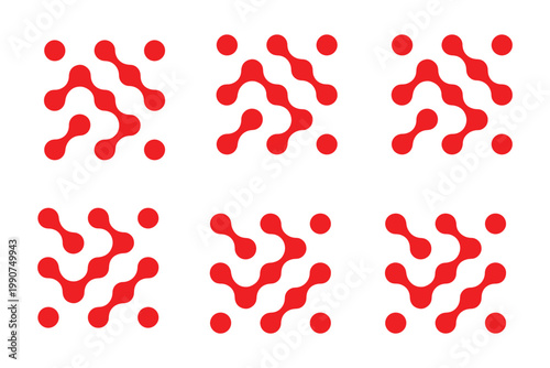 Connected dots icon circles pattern sign integration symbol abstract point movement connected round blobs transition meta balls  smooth fluid vector illustration modern ..