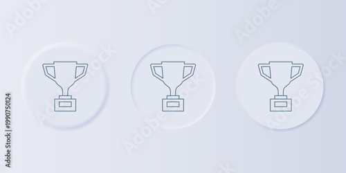 Grey Award cup with bicycle icon isolated on grey background. Winner trophy symbol. Championship or competition trophy. Sports achievement. Set icons in square buttons. Vector