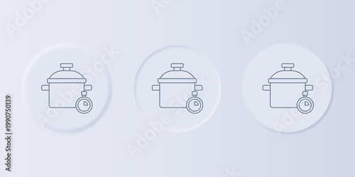 Grey Cooking pot icon isolated on grey background. Boil or stew food symbol. Set icons in square buttons. Vector