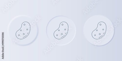 Grey Potato icon isolated on grey background. Set icons in square buttons. Vector