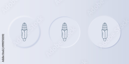 Grey Corn icon isolated on grey background. Set icons in square buttons. Vector