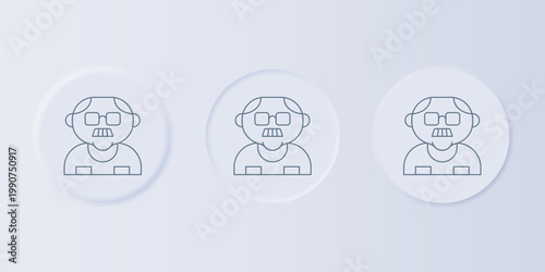 Grey Grandfather icon isolated on grey background. Set icons in square buttons. Vector