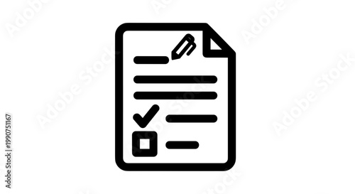 Checklist Document Icon With Pencil.
