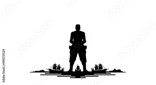 Man standing with luggage outdoors alone.