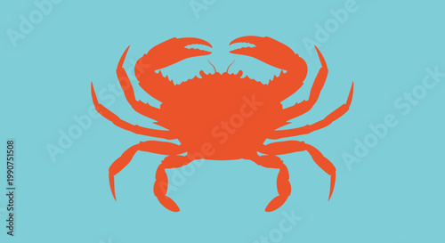 Vibrant Orange Crab Sideways Facing.