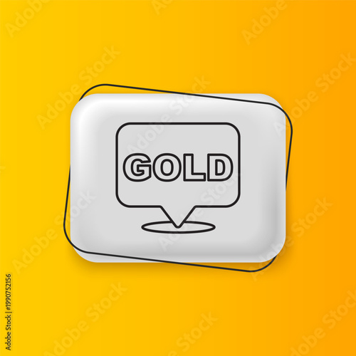 Black Gold bars icon isolated on yellow background. Banking business concept. Silver rectangle button. Vector