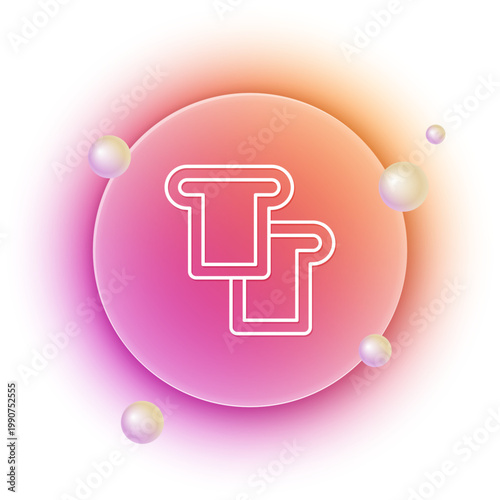 White Bread toast for sandwich piece of roasted crouton icon isolated on white background. Lunch, dinner, breakfast snack. Orange and pink gradient circle background. Vector