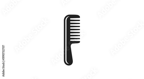 Simple Black Hair Comb Icon on Isolated White Background