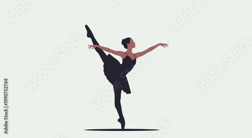 Elegant Ballerina Dancer in Graceful Ballet Pose in Bright Studio